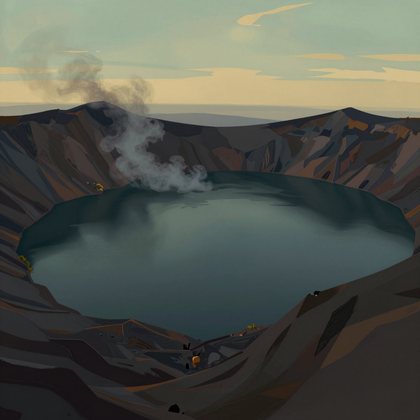 kelimutu ash haze dusk